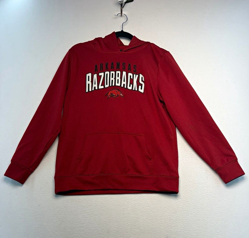 J America Arkansas Razorbacks stitched Red Hoodie Sweatshirt youth XL
